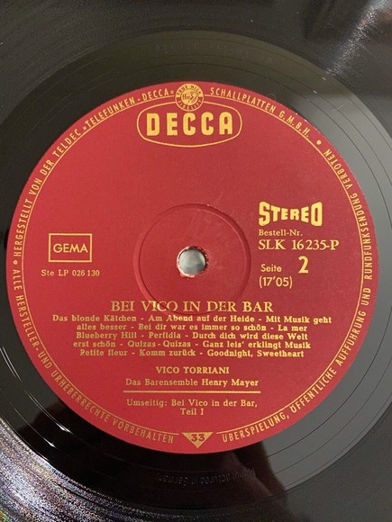 Bei Vico In Der Bar Vico Torriani Das Barensemble Henry Mayer Decca LP SLK 16235 - Picture 7 of 7